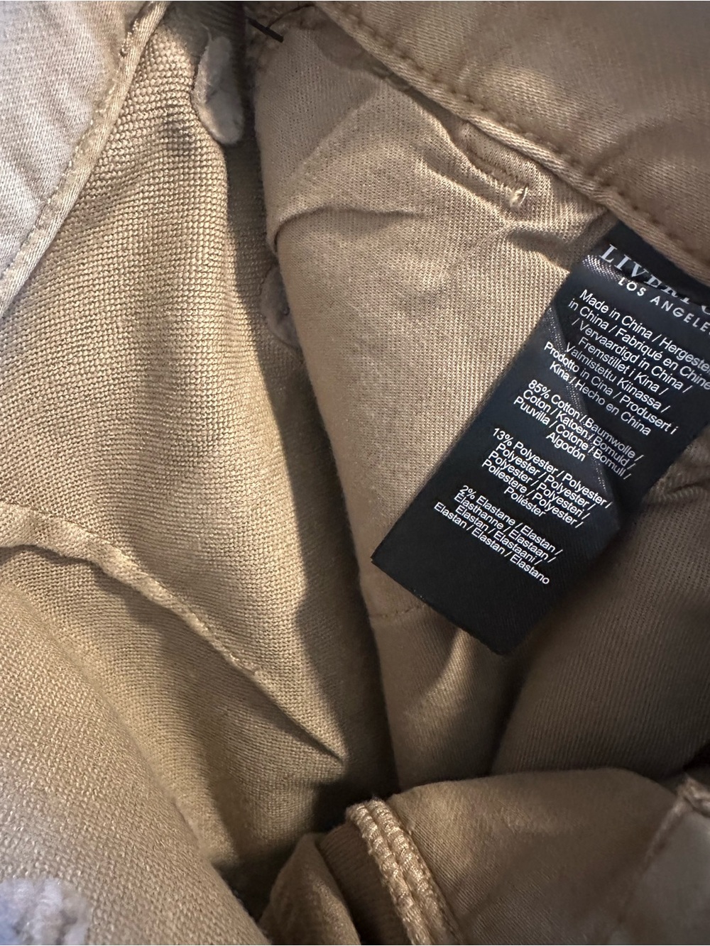 NWT Liverpool Los Angeles Mens 36 Shorts Khaki Cotton Stretch Chino 7” inseam - Picture 4 of 5